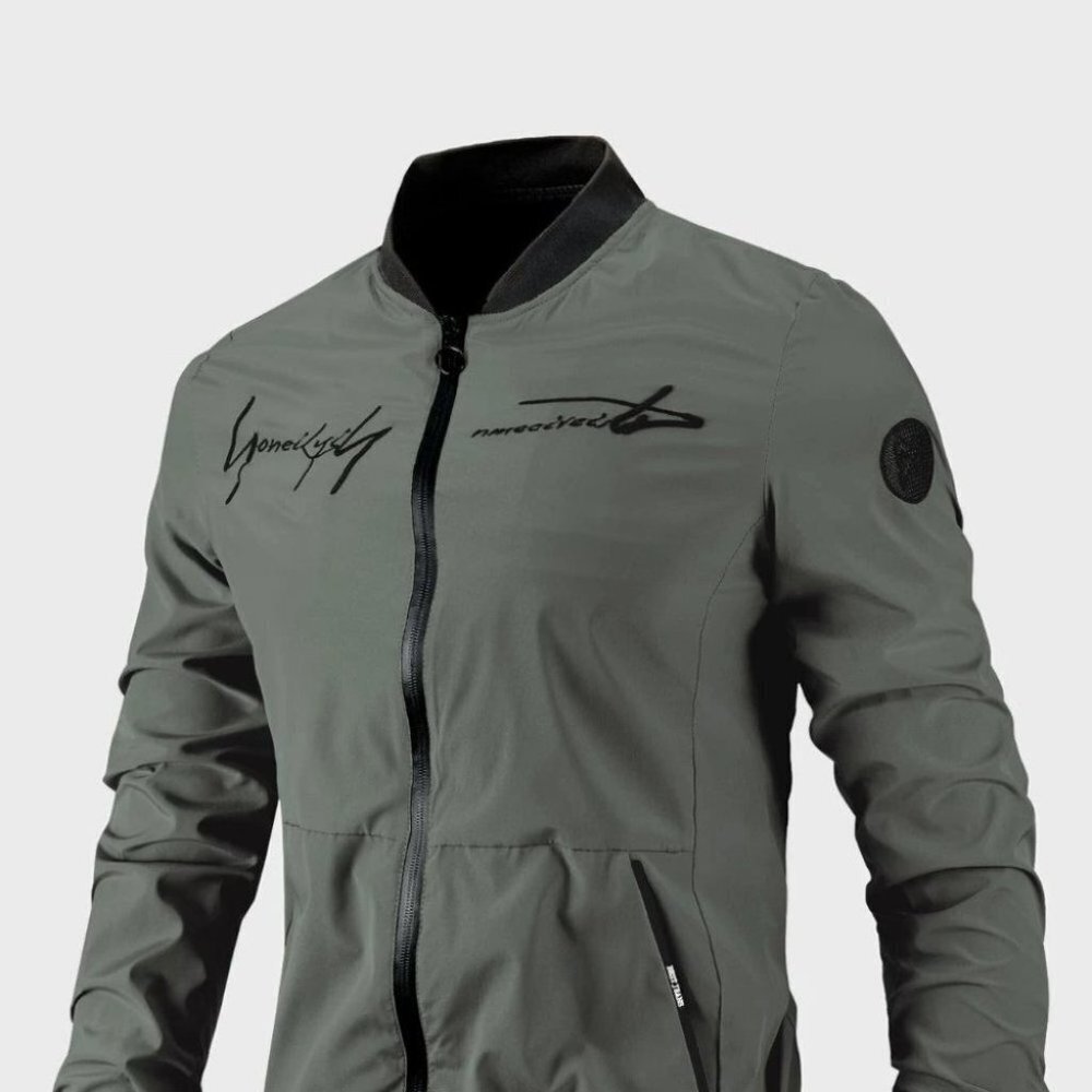 Dark Green Casual Men's Bomber Jacket